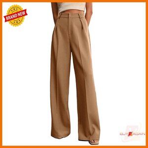High Waist Wide Leg Work Pants Straight Fit Office Business Casual
